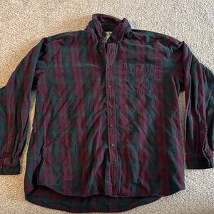 L.L. Bean Burgundy and Forest Green Plaid Shirt